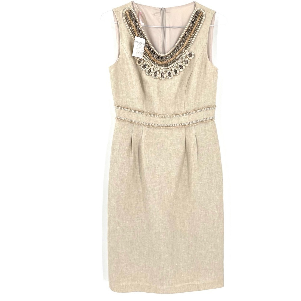 BASLER NWT Linen Blend Neck Detail Pencil Dress